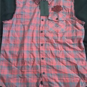 Harley Davidson blow out shirt plaid  (sleeveless)